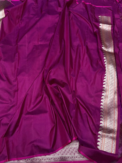 Magenta Pink Handwoven Pure Banarasi Kimkhab Silk Brocade Saree – Luxury Banarasi Brocade