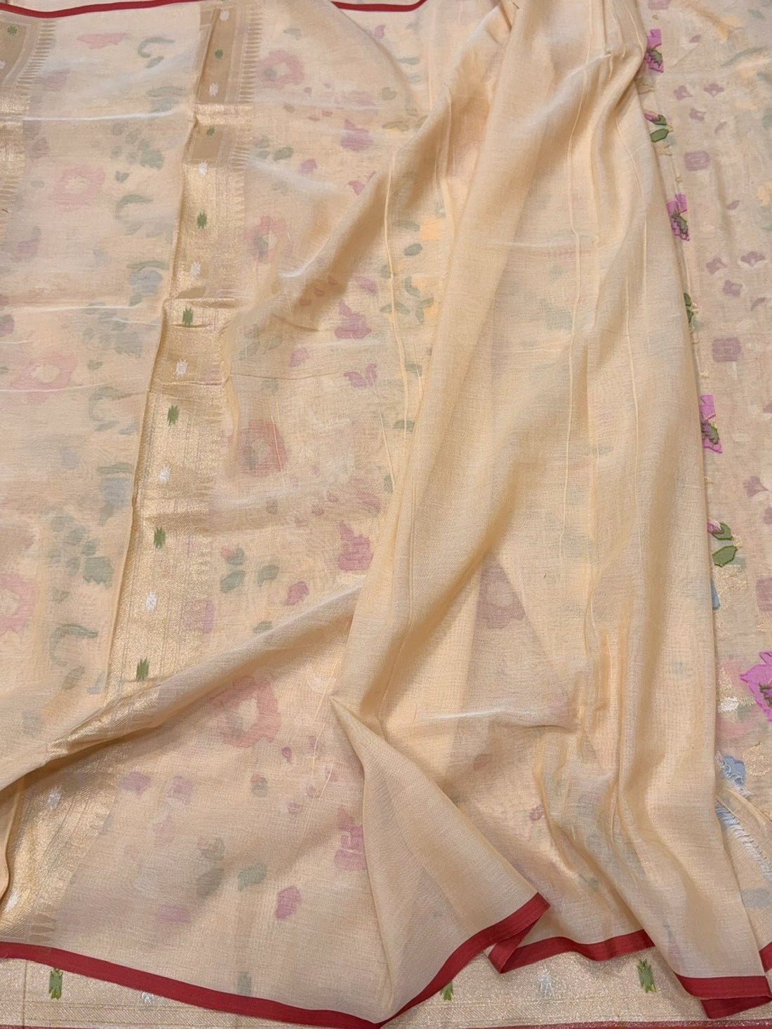 Butter Scotch Pure Muslin Cotton Jamdani Saree