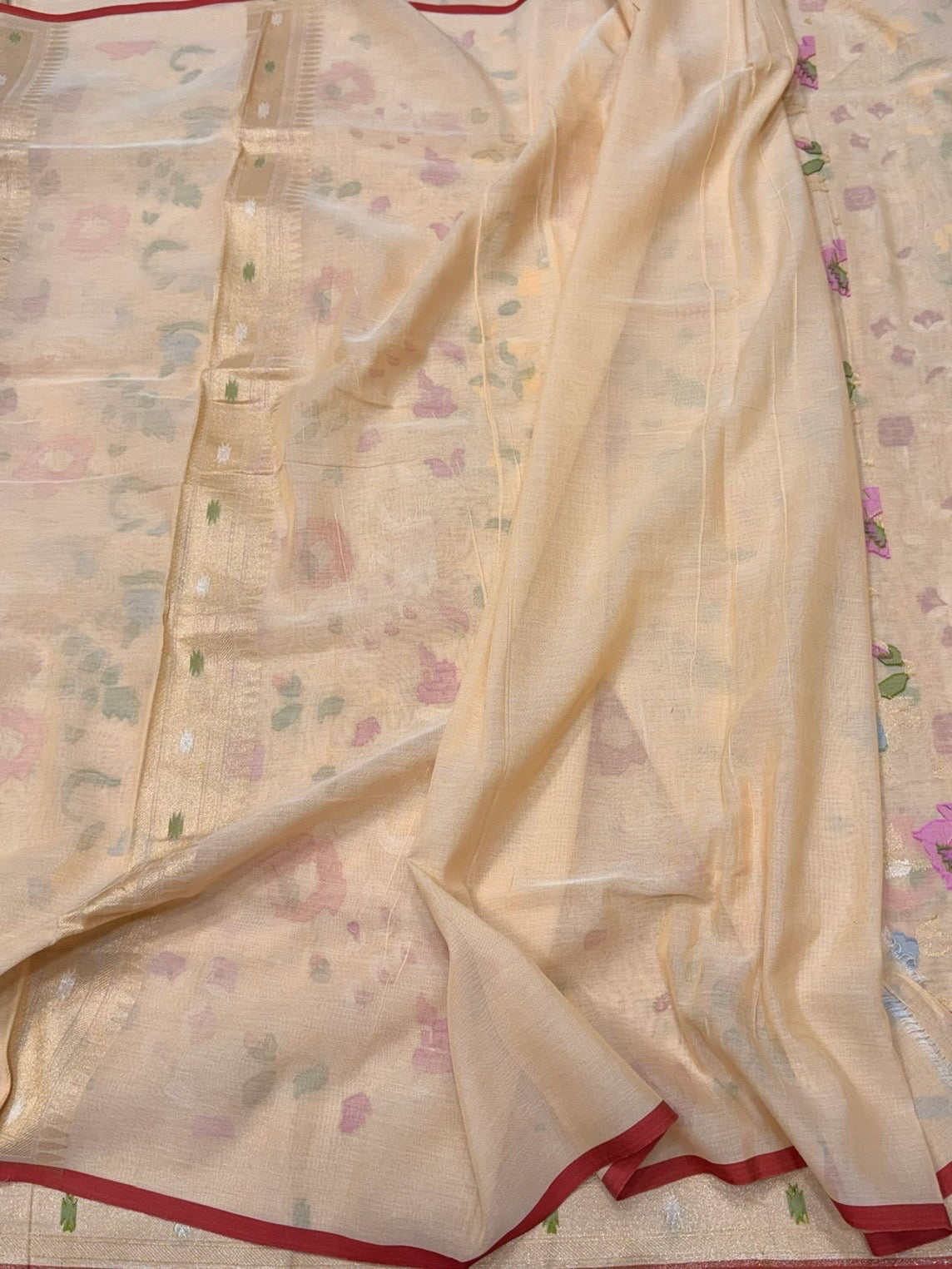 Butter Scotch Pure Muslin Cotton Jamdani Saree