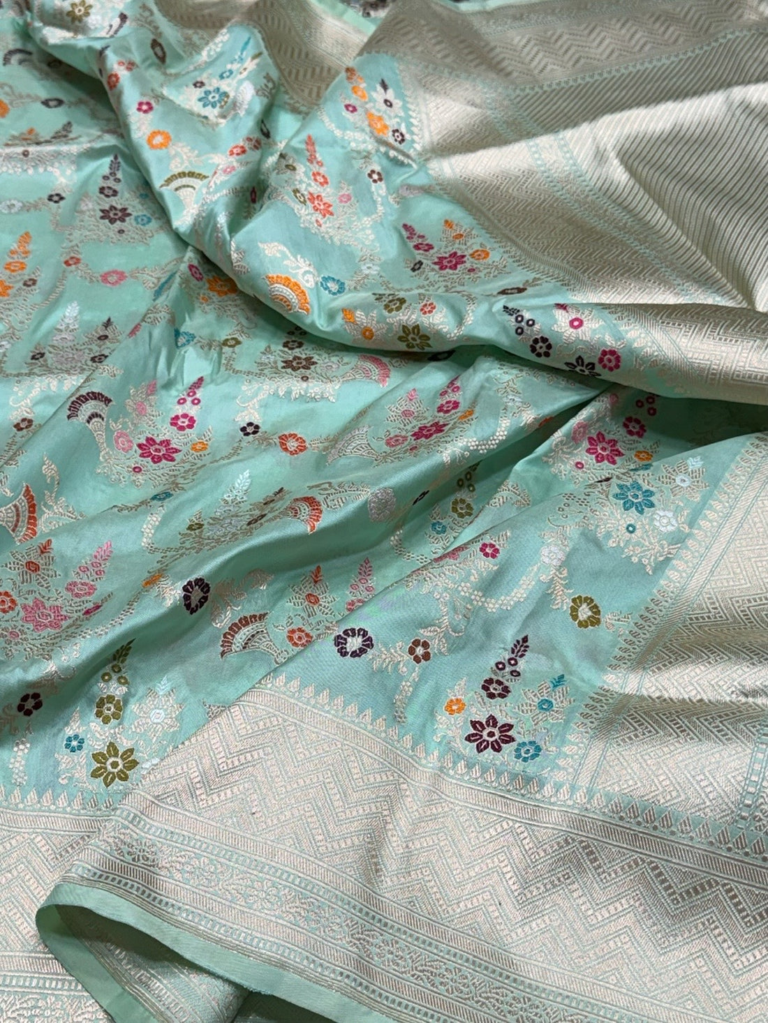 Sea Blue Handwoven Pure Banarasi Silk Saree