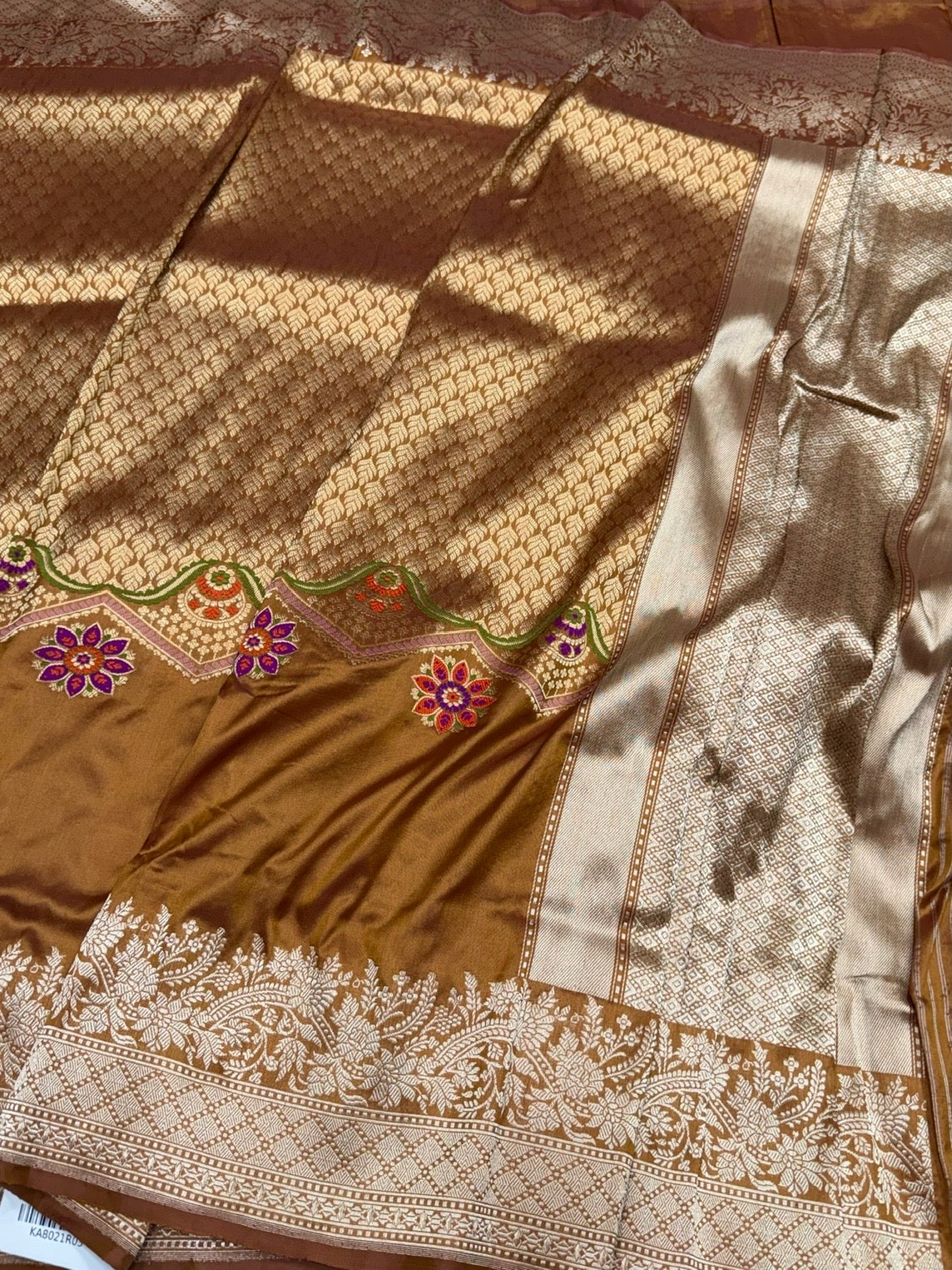 Copper Brown Handwoven Pure Banarasi Silk Saree