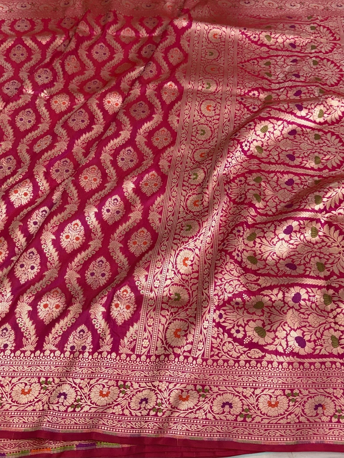 Rani Pink Pure Banarasi Katan Silk Saree