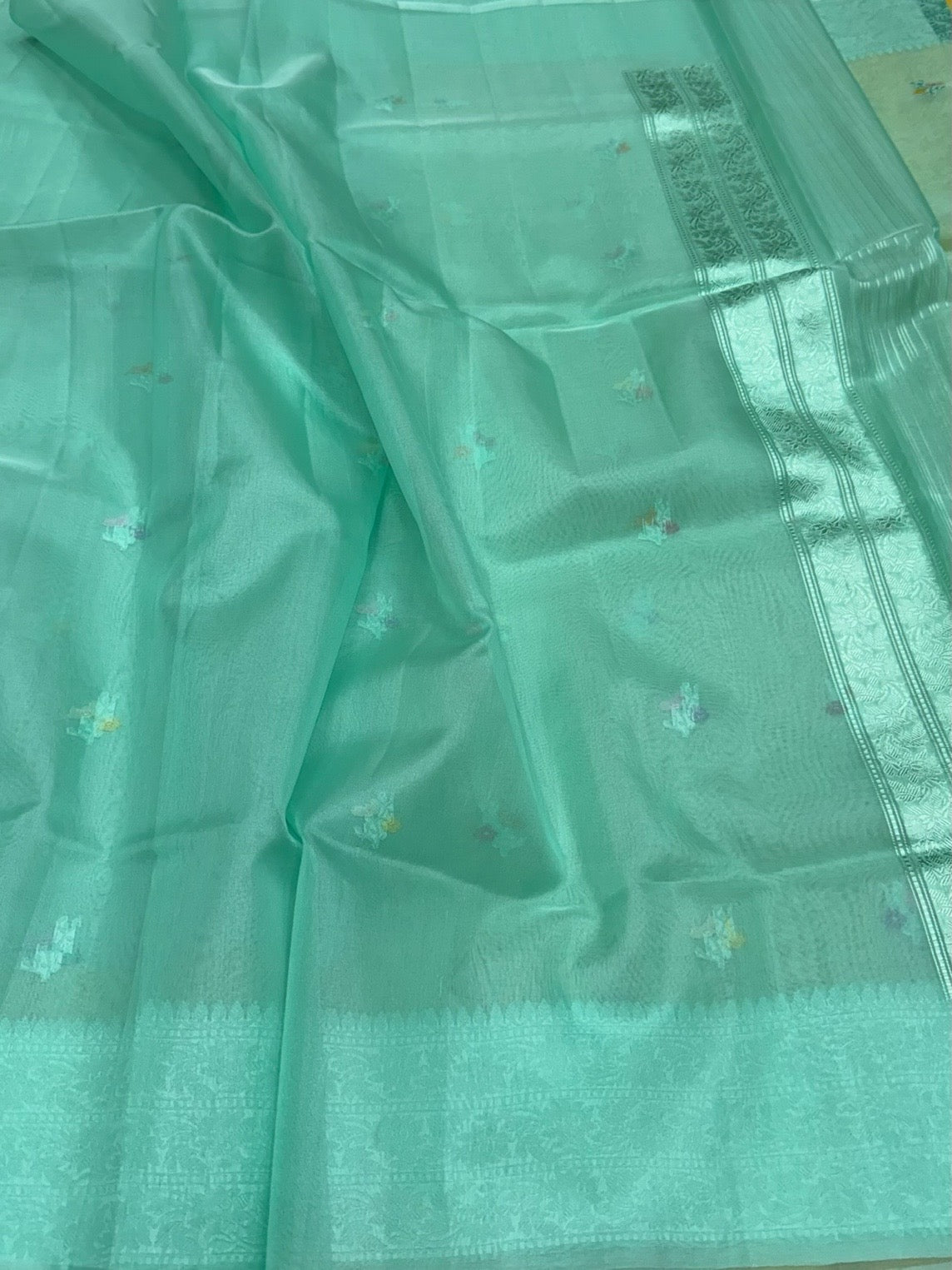 Sea Green Handwoven Pure Organza Silk Saree