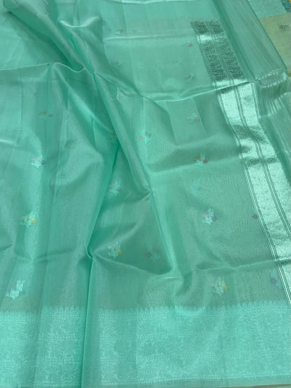 Sea Green Handwoven Pure Organza Silk Saree