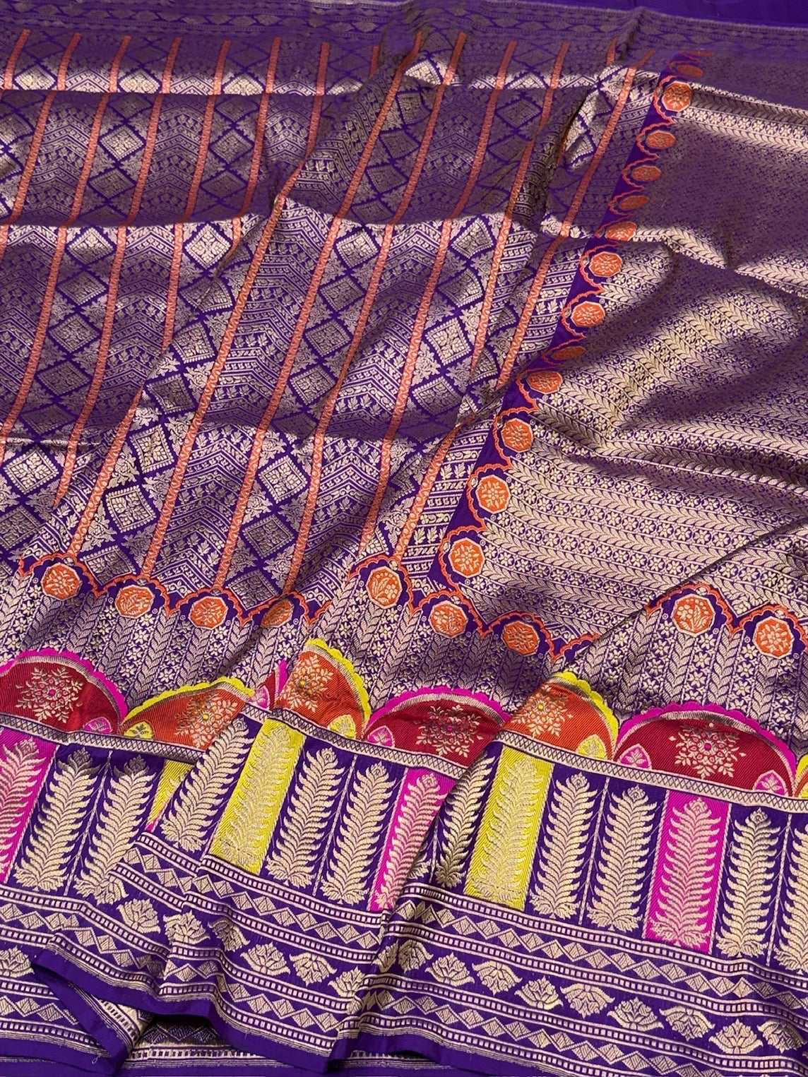 Purple Handwoven Pure Banarasi Silk Saree