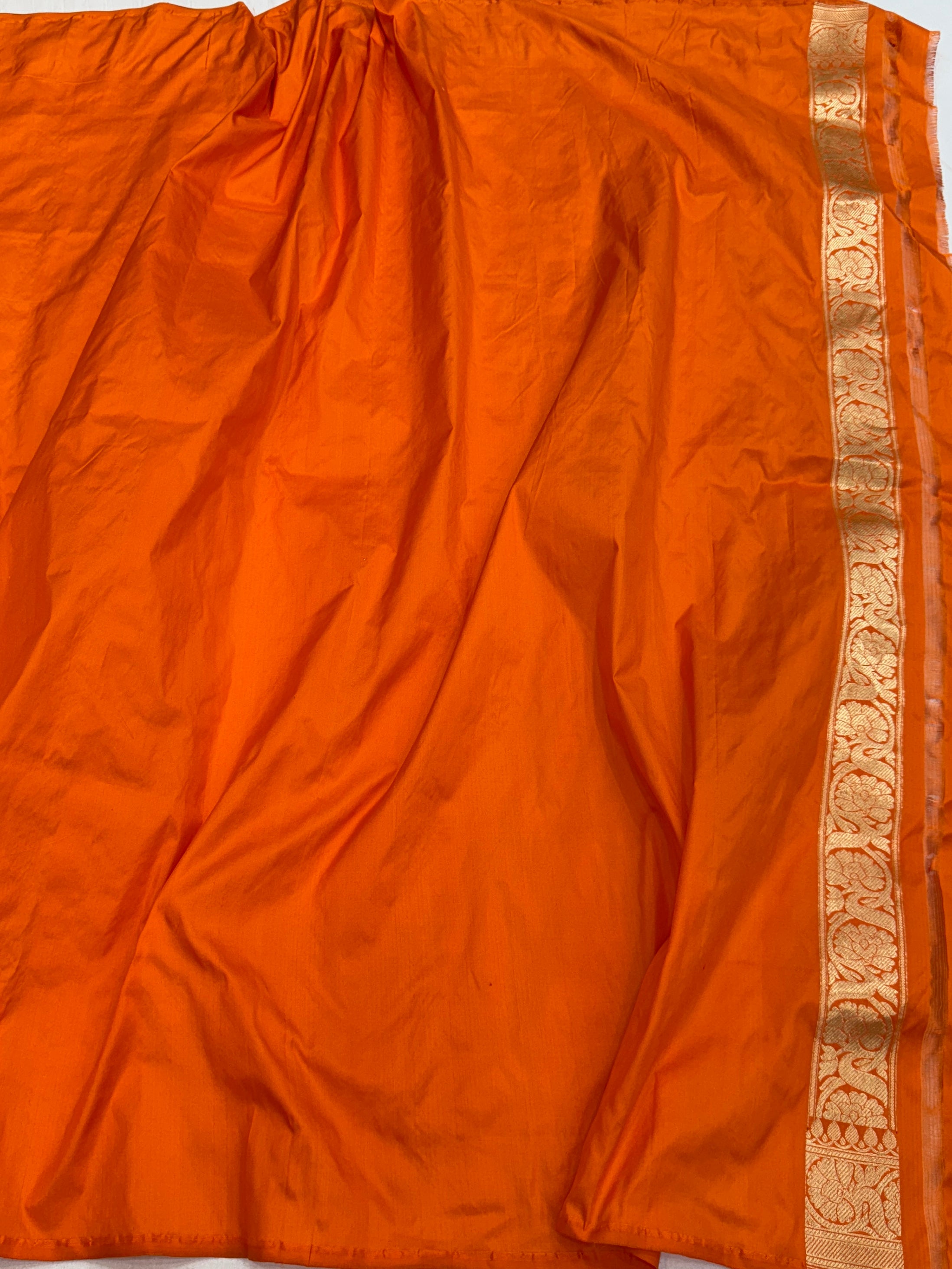 Orange Handwoven Chand Tara Koniya Pure Banarasi Silk Saree