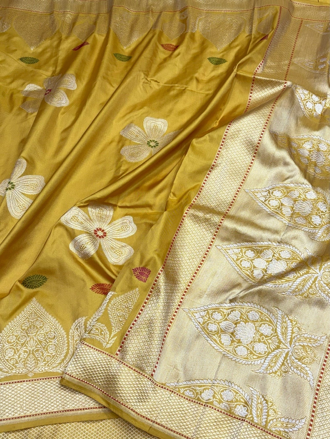 Mustard Yellow Handwoven Pure Banarasi Ektara Silk Saree