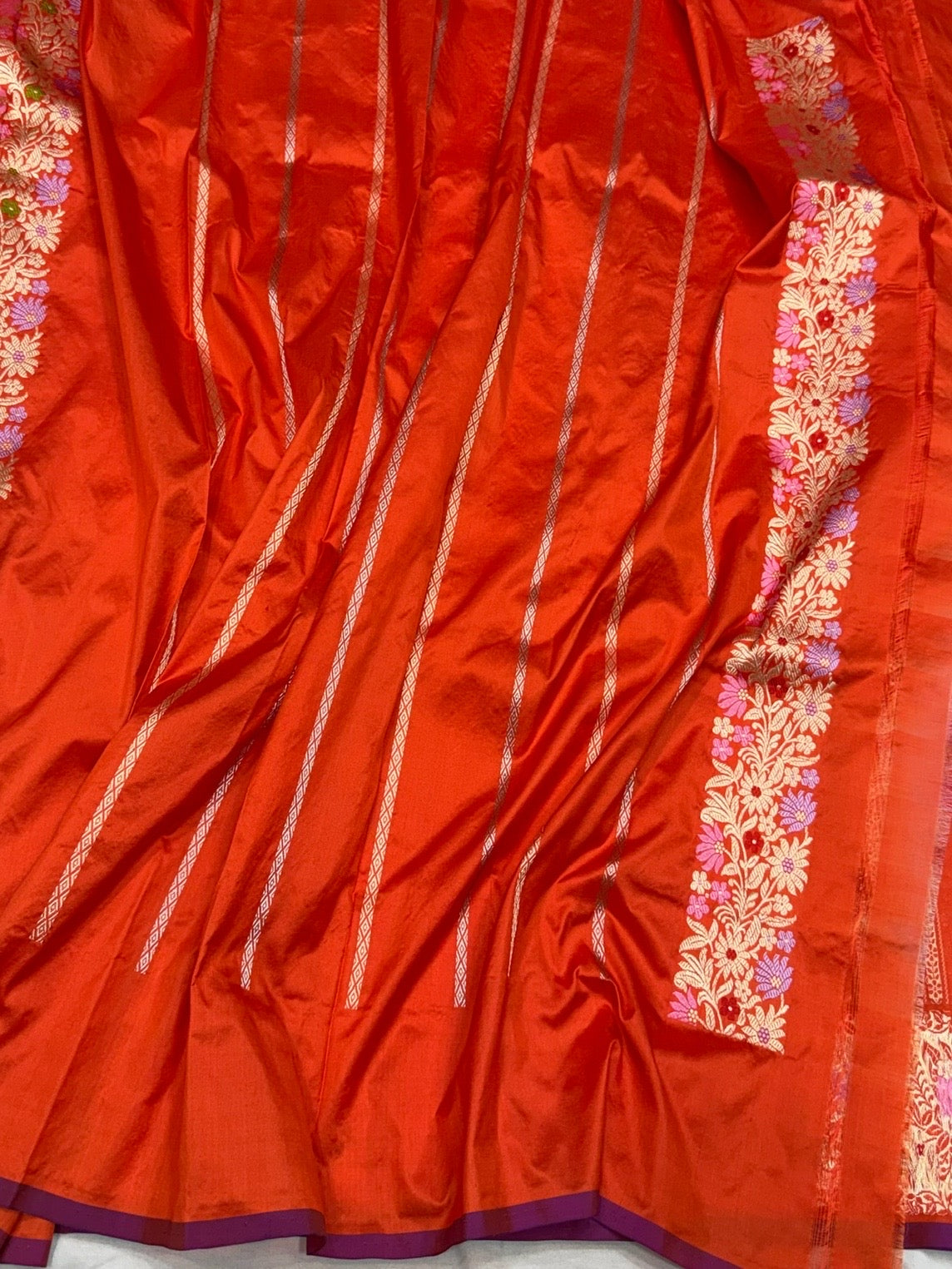 Orange Handwoven Banarasi Katan Silk Saree