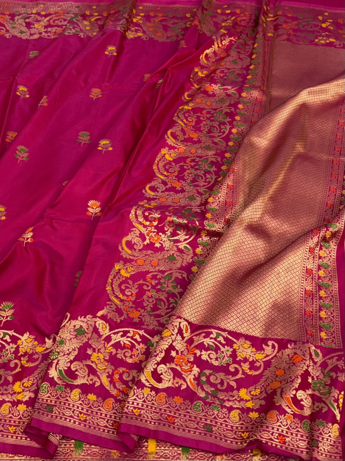 Rani Pink Banarasi Pure Ektara Silk Saree