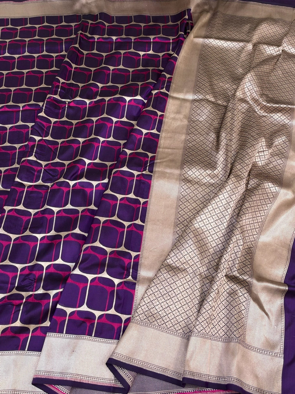 Purple Minakari Banarasi Pure Katan Silk Saree