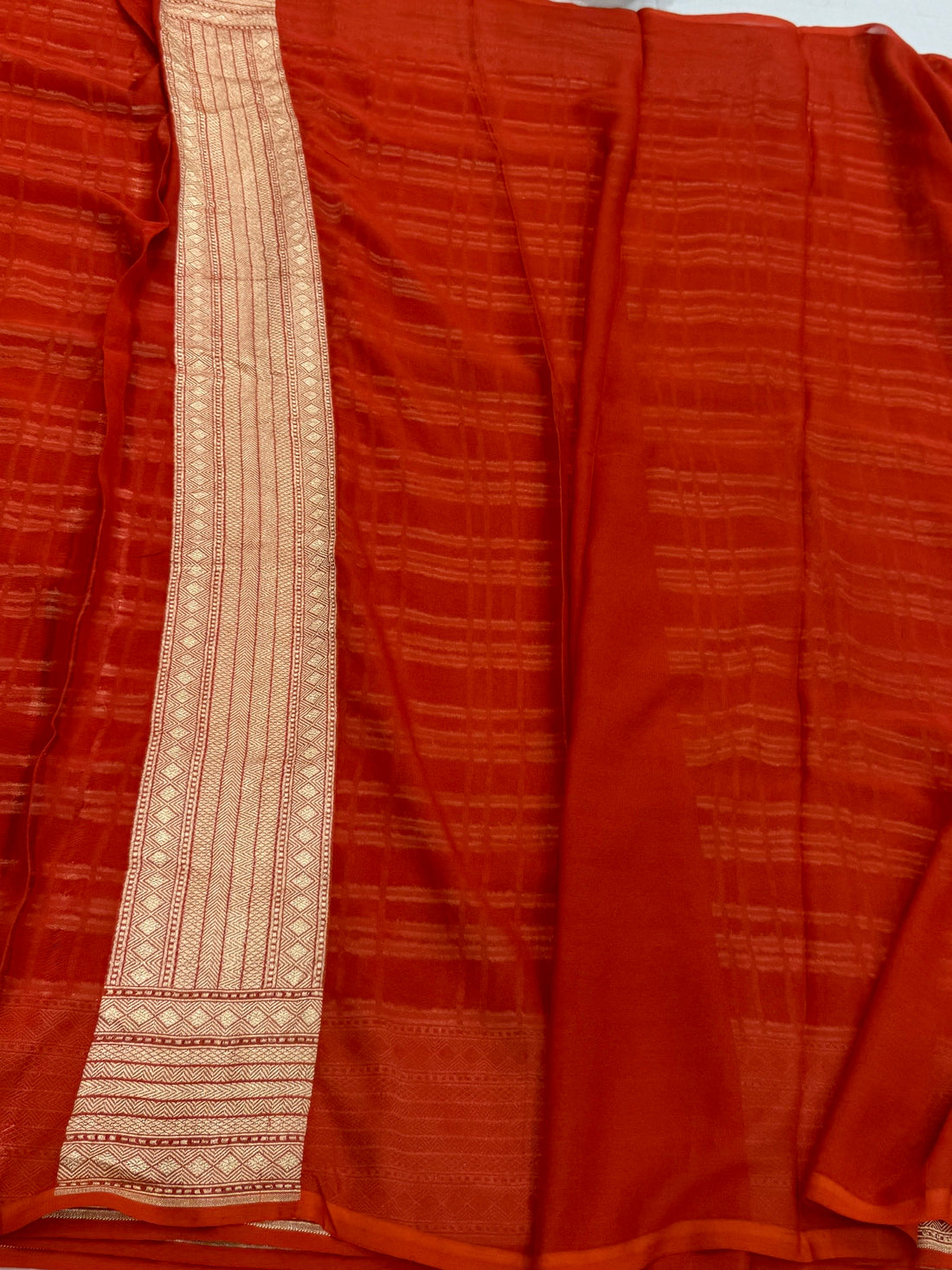 Rustic Orange Banarasi Chiffon Georgette Saree