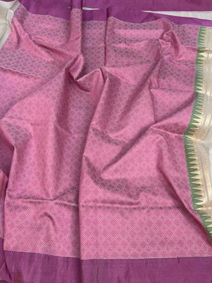 Ash Grey Handwoven Pure Banarasi Organza Silk Saree