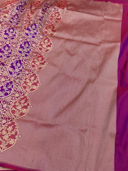Magenta Pink Banarasi Minakari Pure Katan Silk Brocade Saree – Rich Traditional Weave
