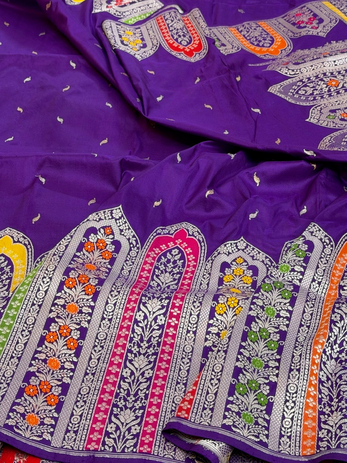 Purple Handwoven Pure Banarasi Silk Saree