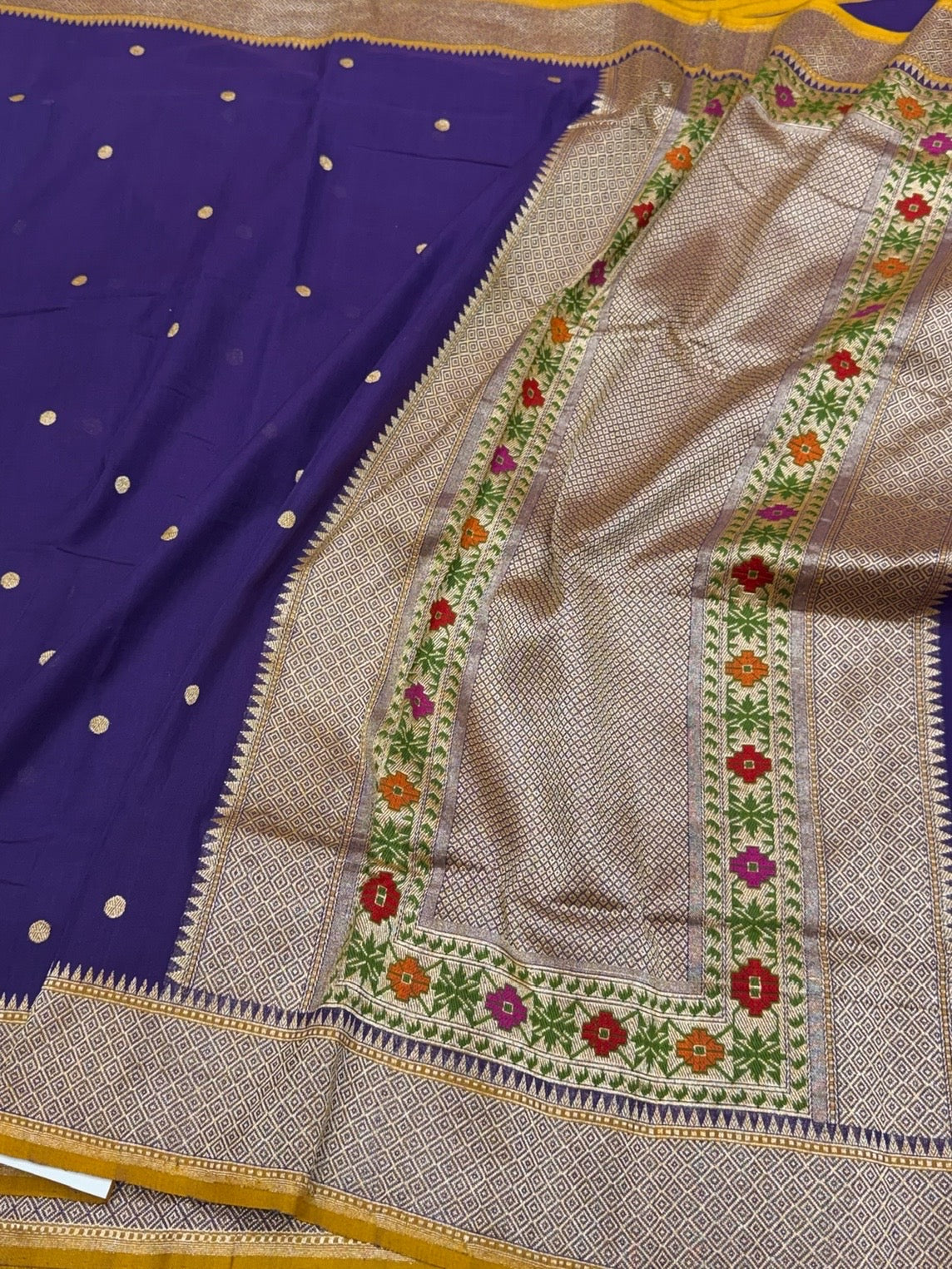 Purple Handwoven Banarasi Pure Cotton Saree