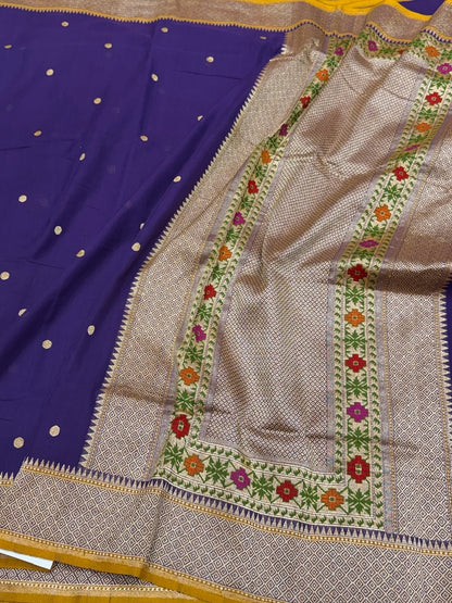 Purple Handwoven Banarasi Pure Cotton Saree