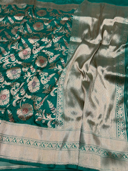 Sea Green Handwoven Pure Banarasi Silk Saree
