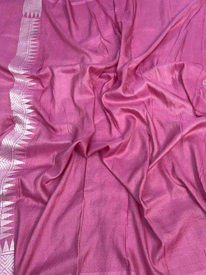 Gajiri Pink Banarasi Pure Tussar Georgette Saree