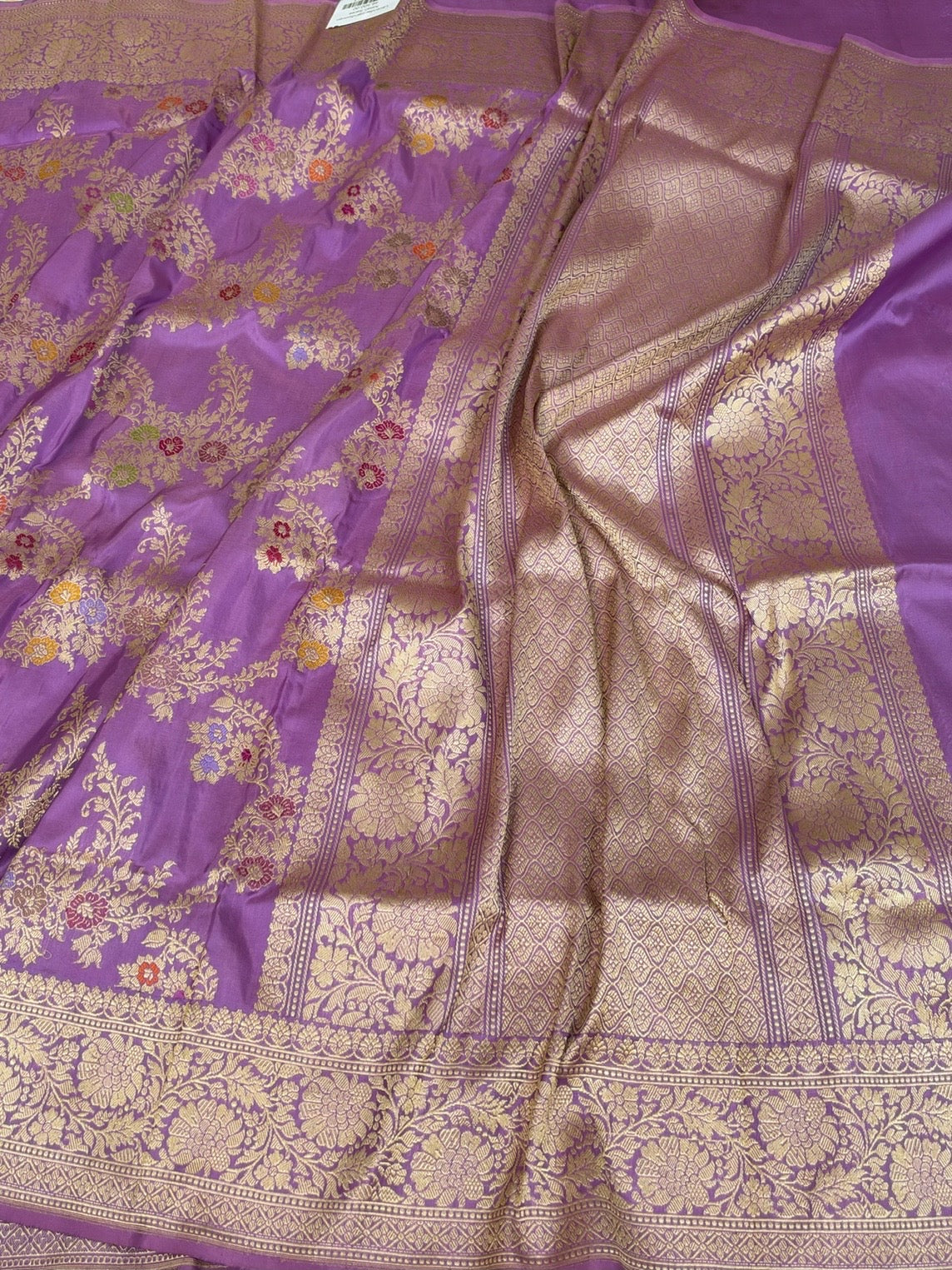 Lavender Handwoven Pure Banarasi Katan Silk Saree