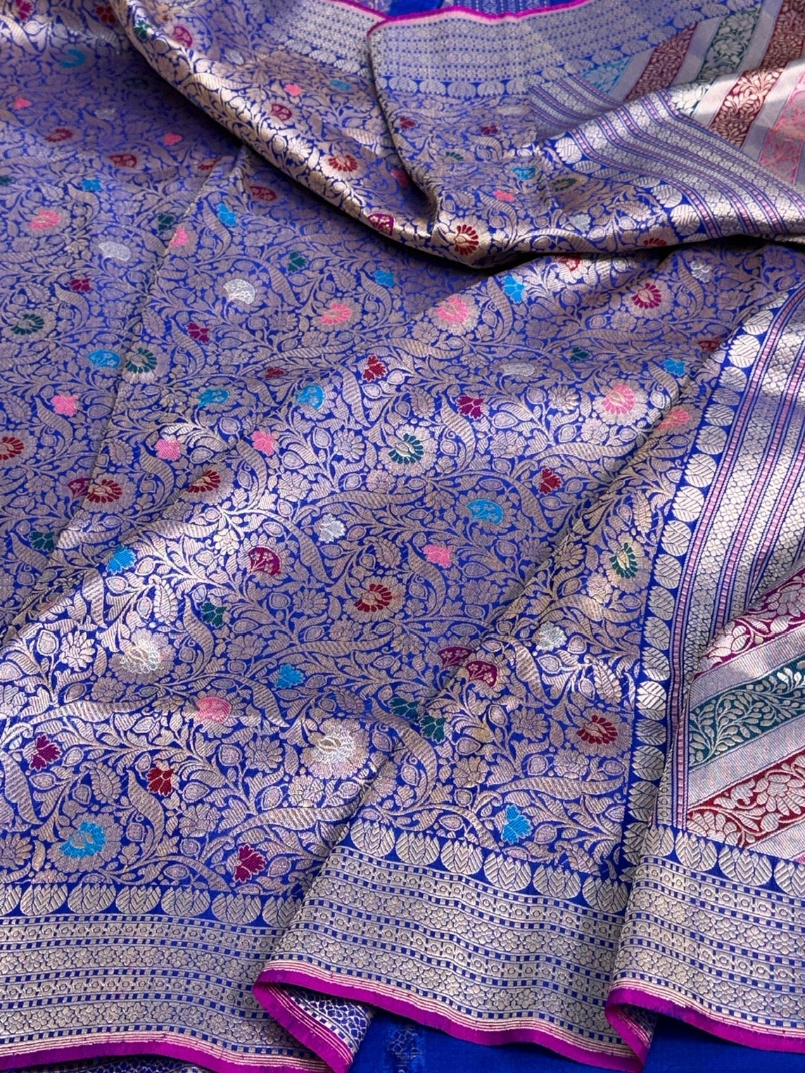 Royal Blue Handwoven Pure Banarasi Silk Brocade Saree