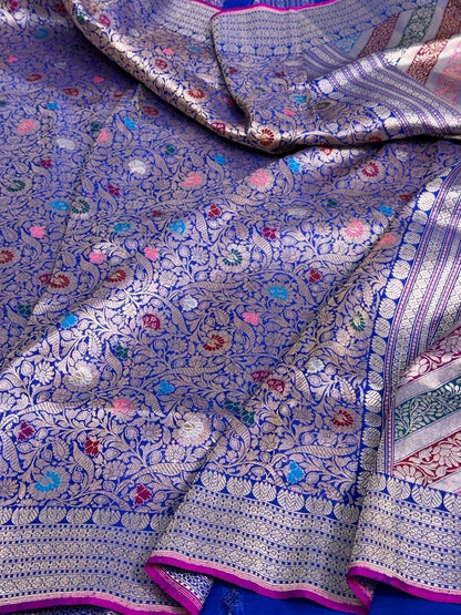 Royal Blue Handwoven Pure Banarasi Silk Brocade Saree