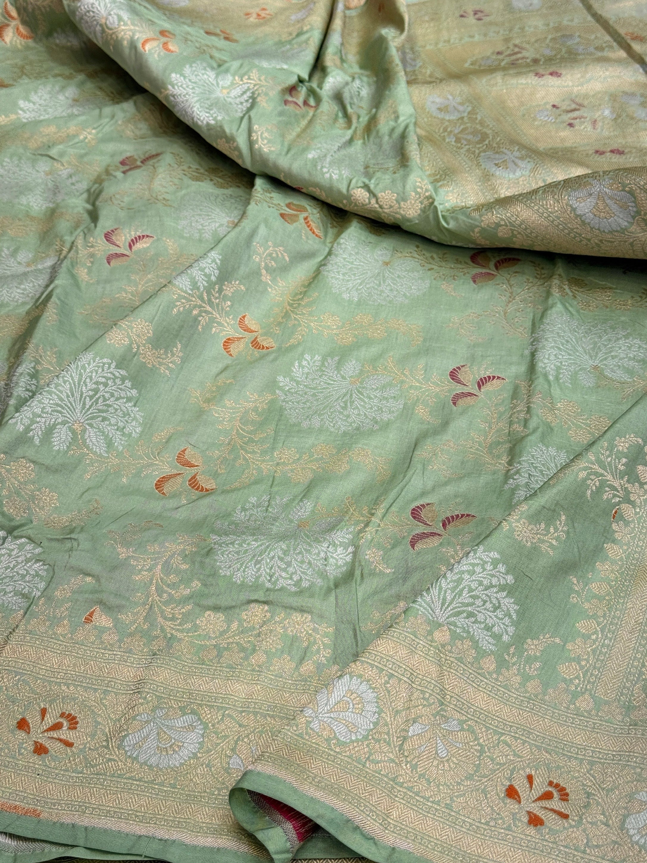 Banarasi Minakari Pure Katan Silk Saree | Pure Silk | Minakari Work | Cutwork Technique | Banarasi Katan Silk Saree