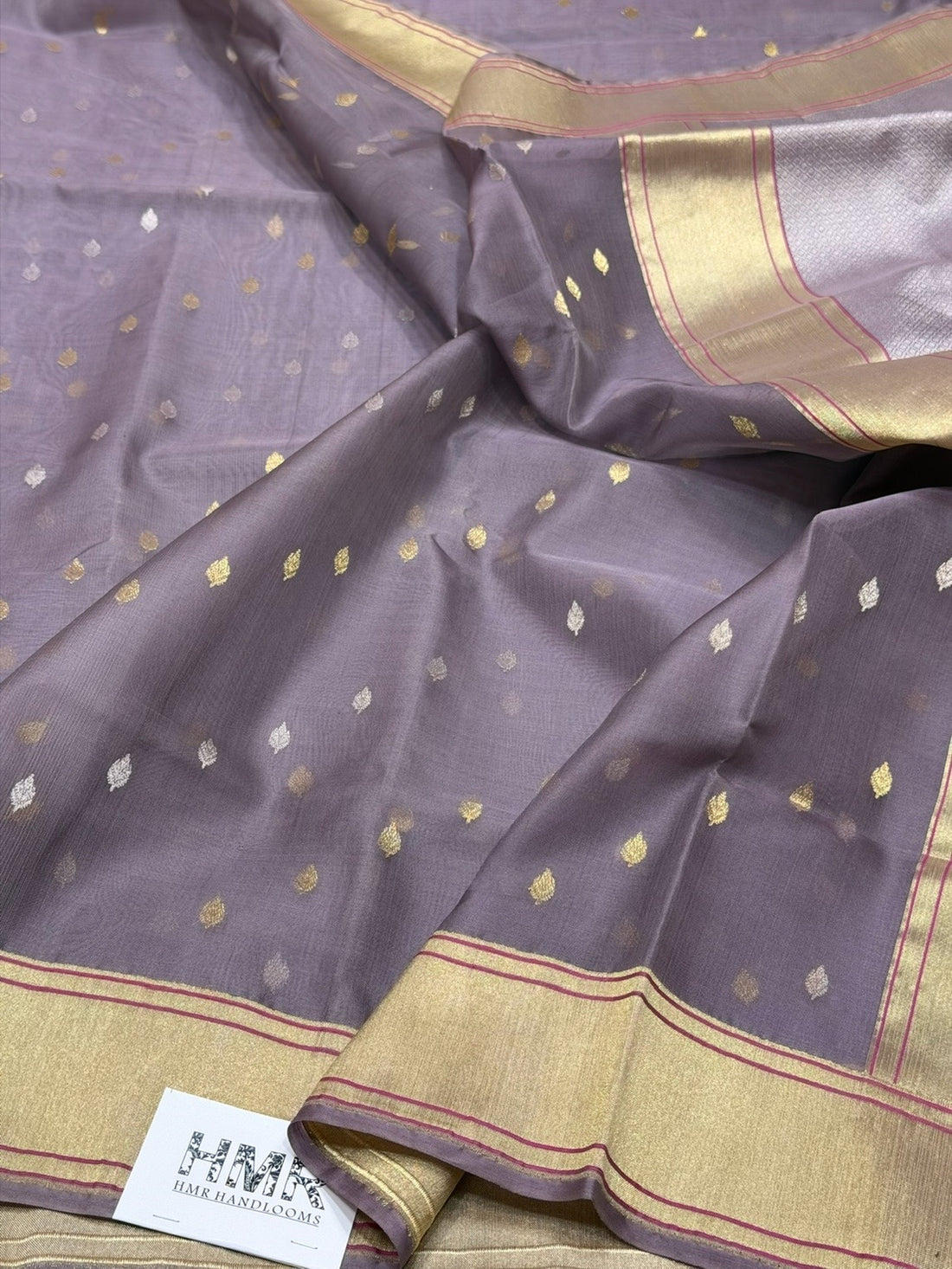 Mauve Handwoven Banarasi Pure Organza Saree