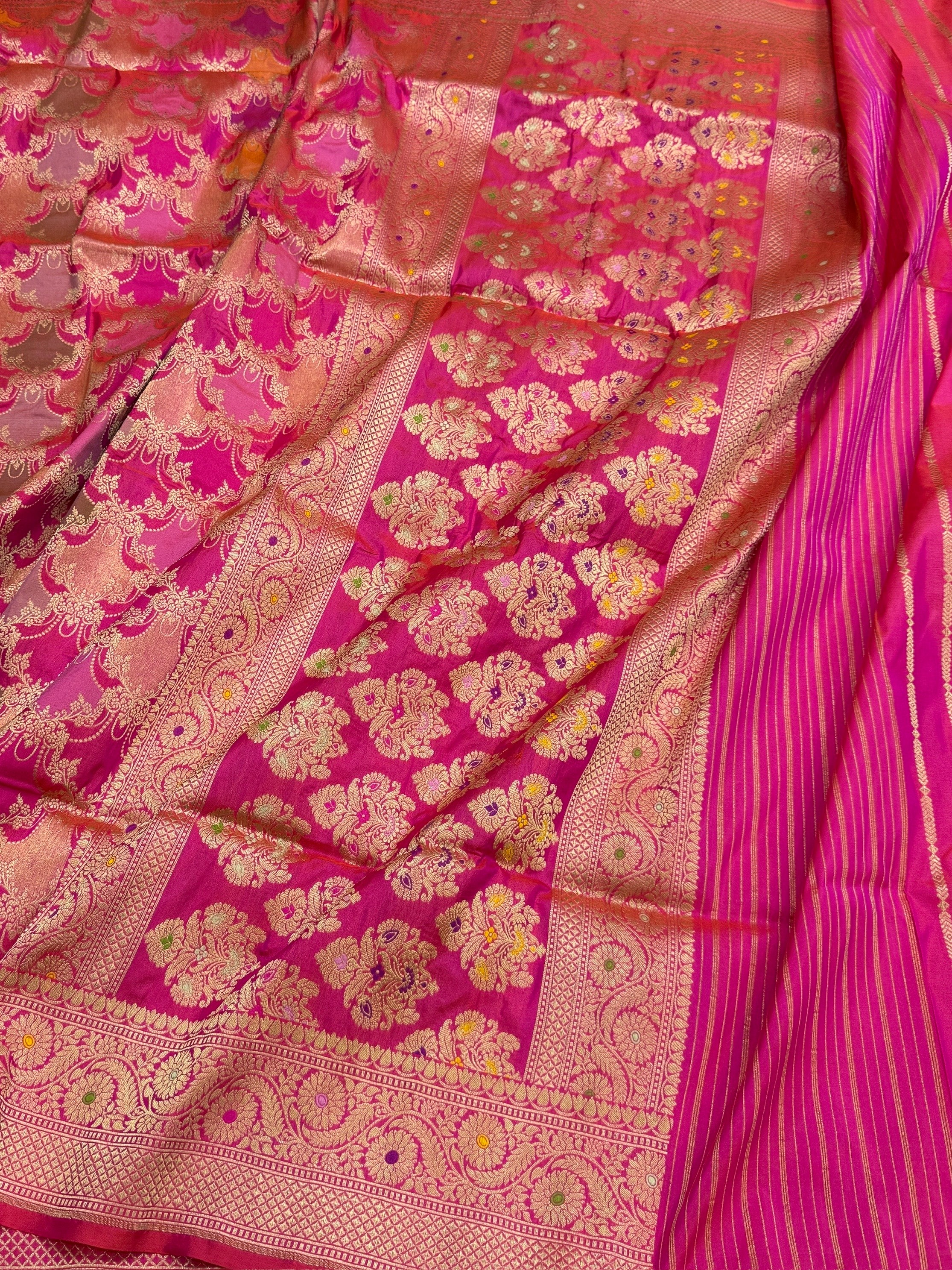 Multicolour Banarasi Pure Silk Saree – Cutwork Weave in 100% Pure Katan Silk