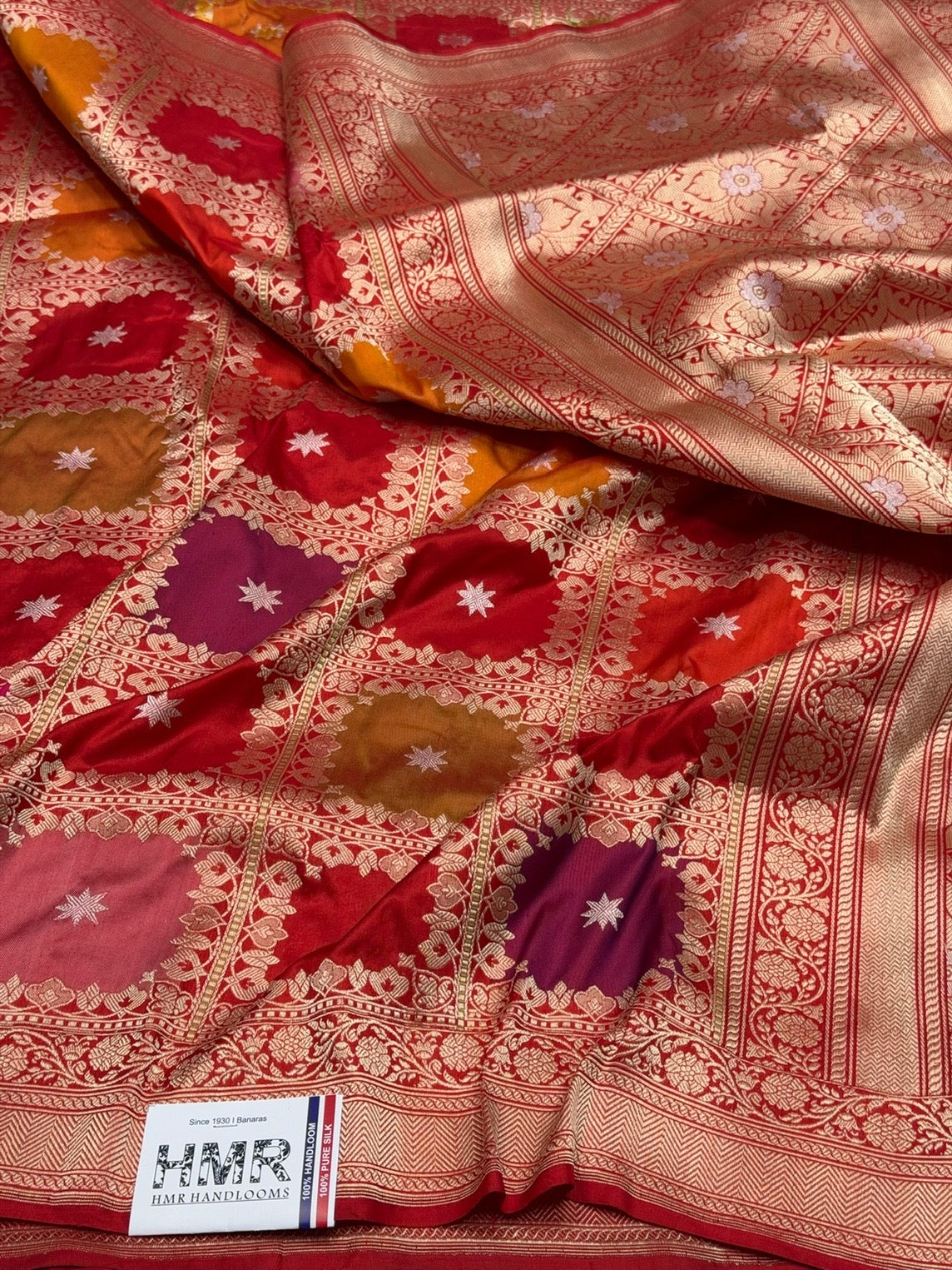 Red Handwoven Pure Banarasi Rangkaat Silk Saree