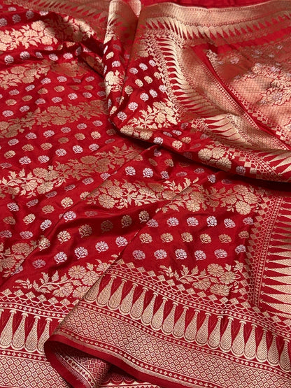 Red Handwoven Pure Banarasi Silk Saree