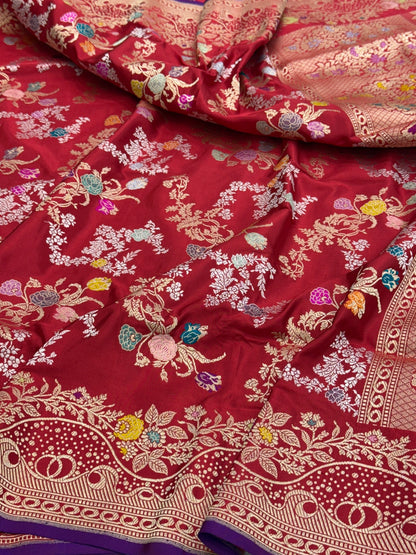 Red Handwoven Pure Banarasi Silk Saree