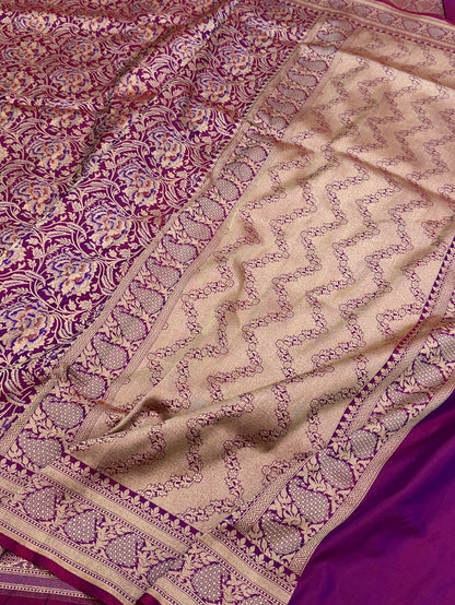 Banarasi Minakari Pure Silk Brocade Saree – Katan Silk with Intricate Minakari &amp; Rich Brocade Weave