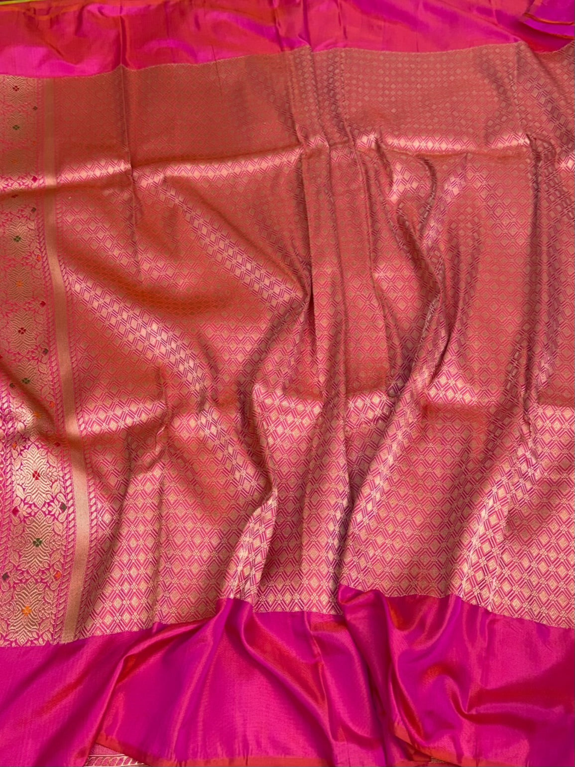 Rani Pink Handwoven Banarasi Pure Ektara Silk Saree