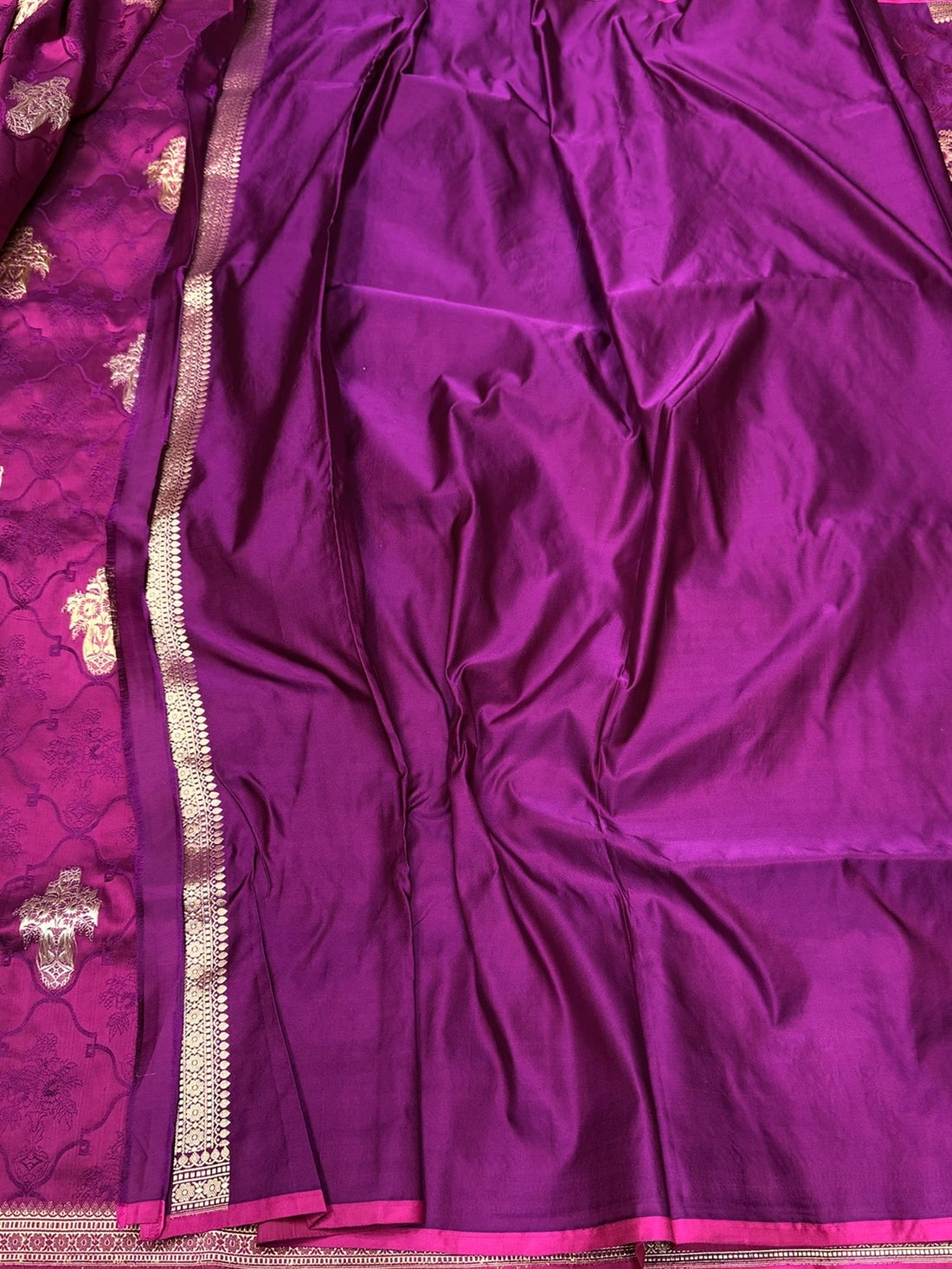 Purple Handwoven Pure Banarasi Satin Silk Saree