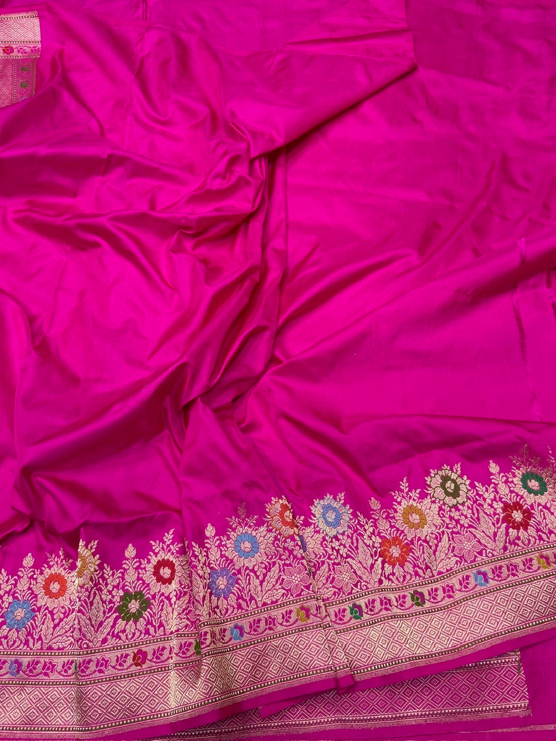 Rani Pink Handwoven Pure Banarasi Ektara Silk Saree
