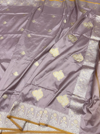 Mauve Handwoven Pure Banarasi Silk Saree