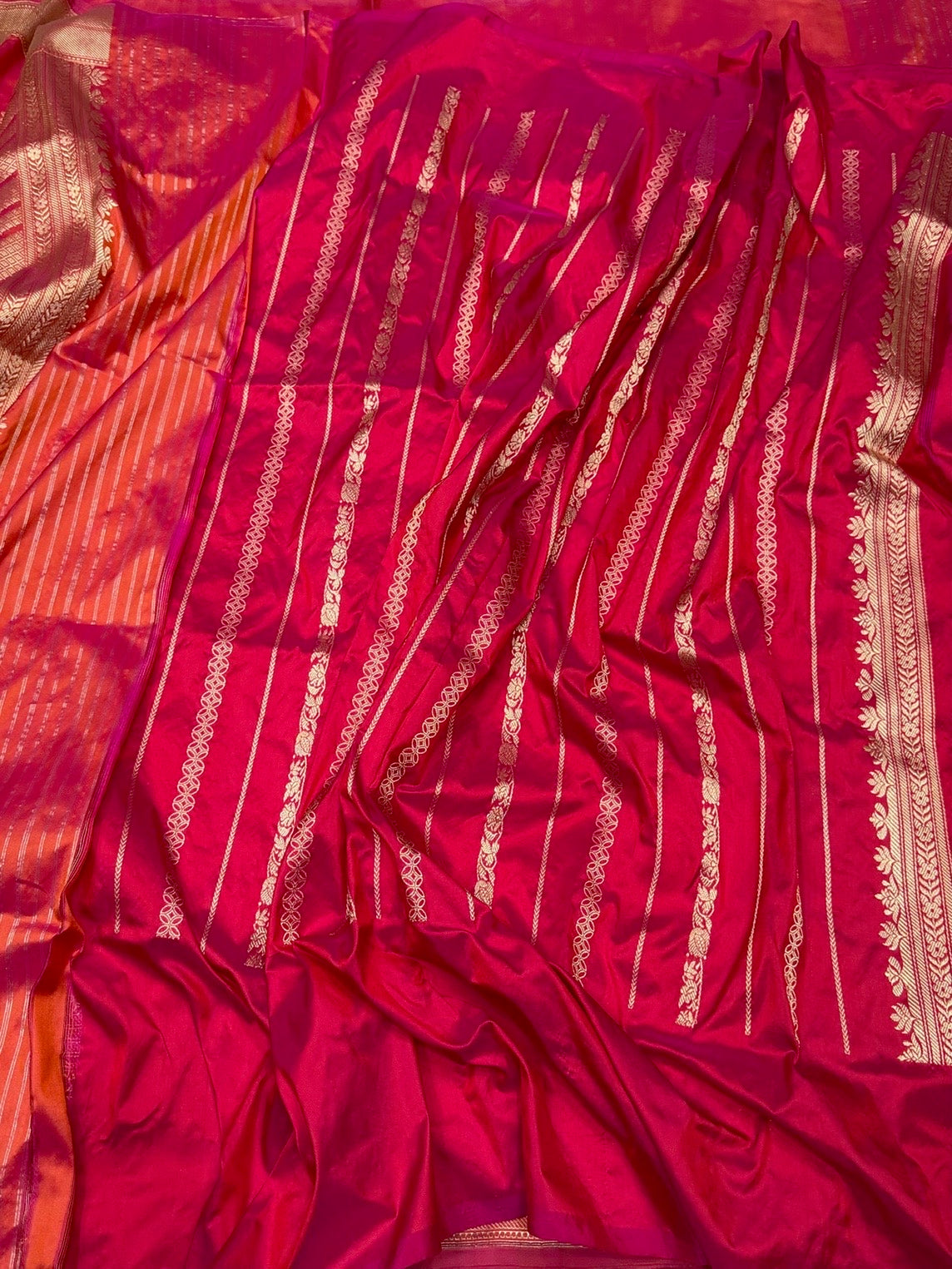 Rust-Maroon Handwoven Pure Banarasi Silk Saree – Kadwa Weave in 100% Katan Mulberry Silk