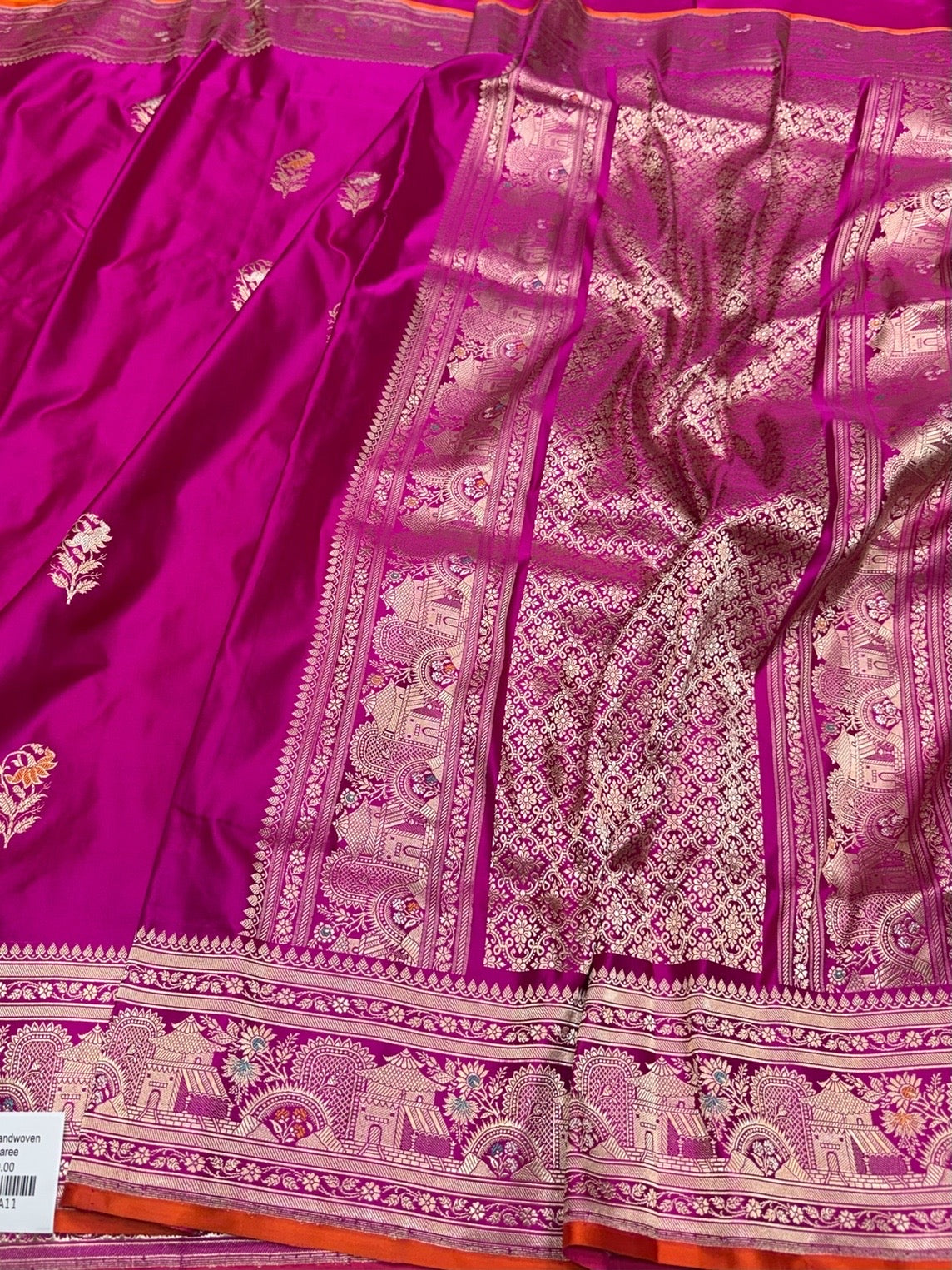Rani Pink Handwoven Pure Banarasi Satin Silk Saree