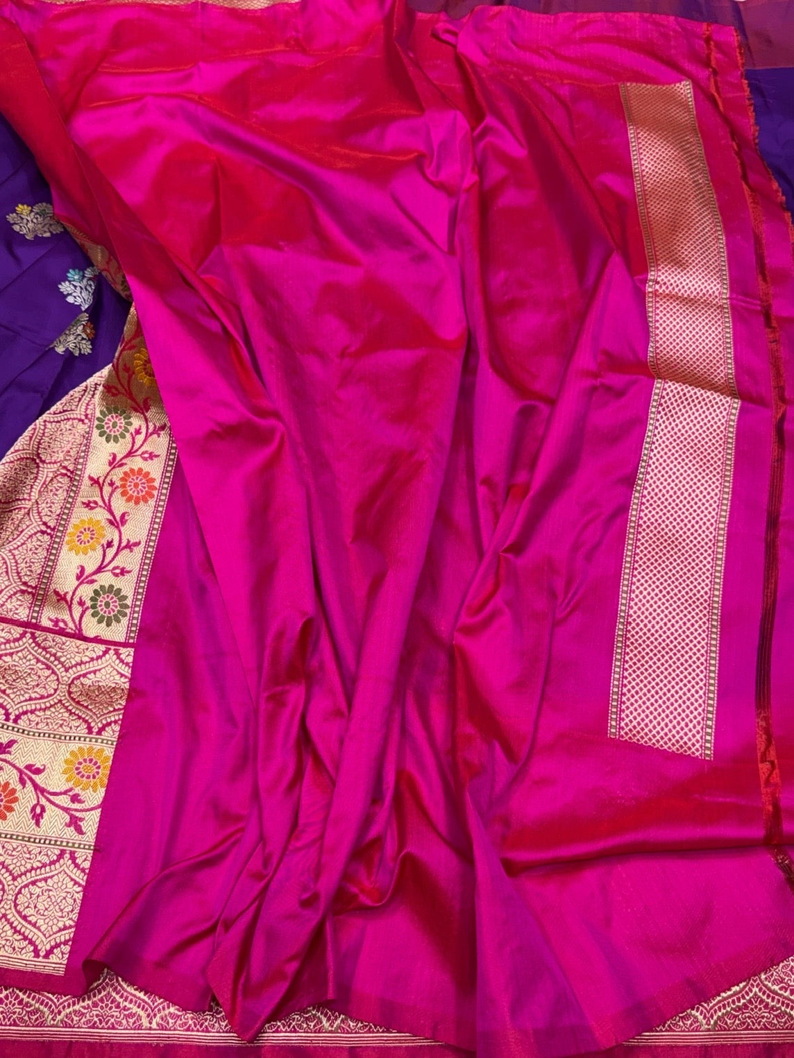 Purple Handwoven Pure Banarasi Ektara Silk Saree