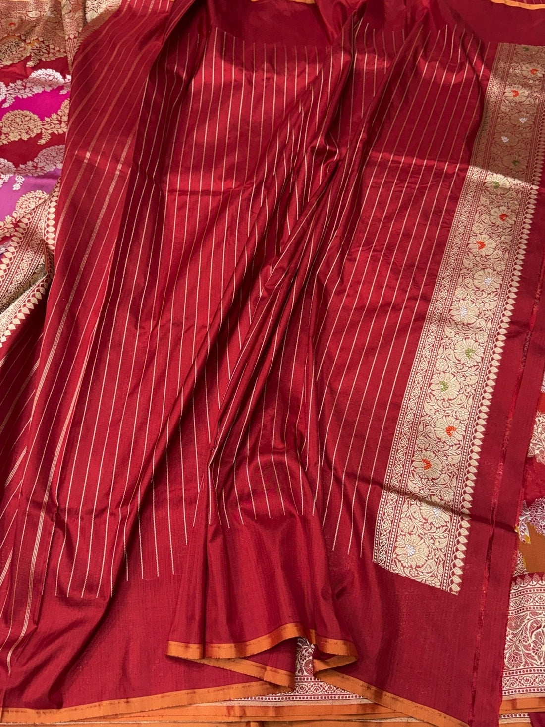 Red Handwoven Pure Banarasi Rangkaat Silk Saree