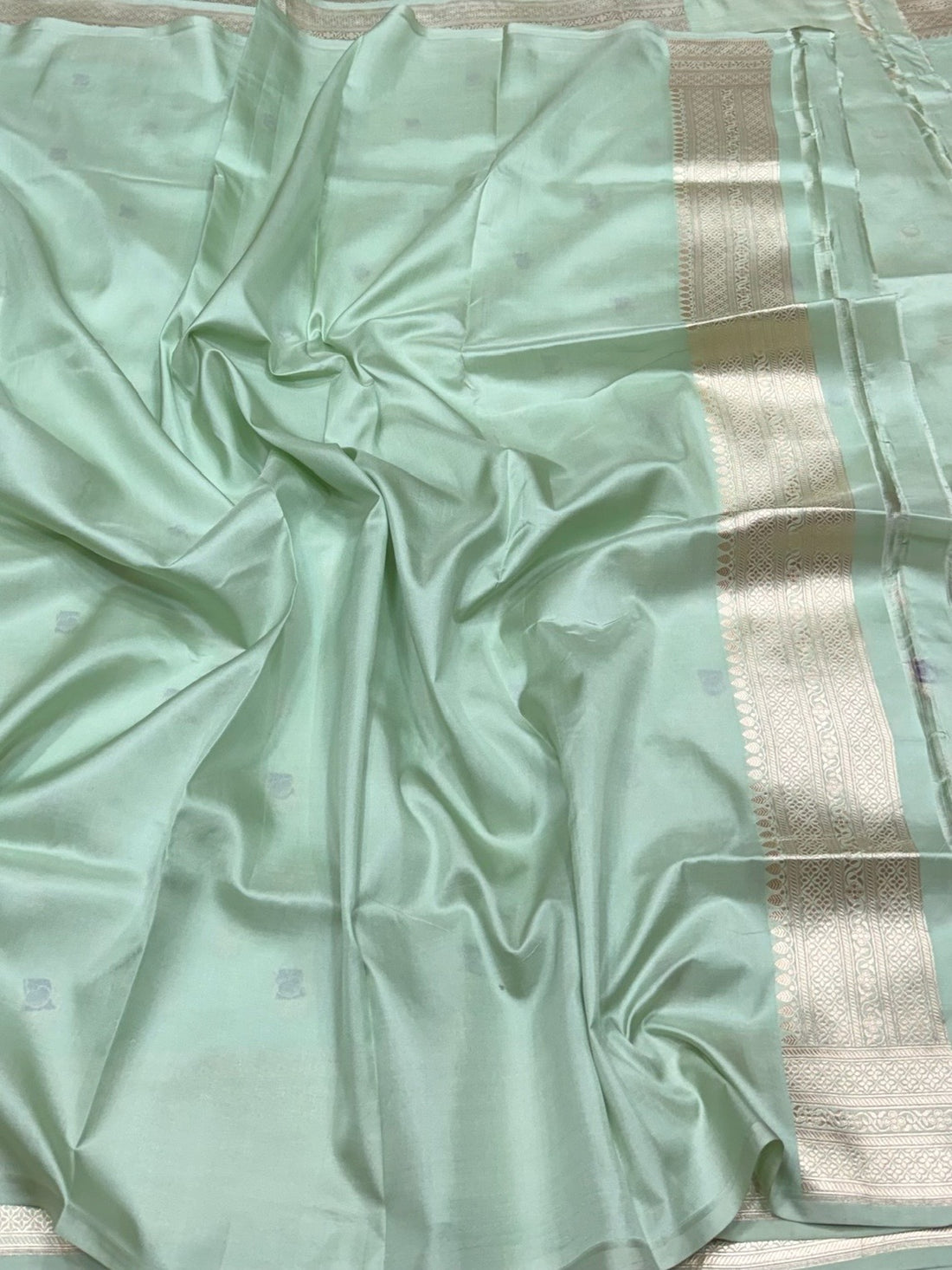 Pista Banarasi Minakari Pure Katan Silk Saree