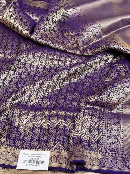Purple Handwoven Pure Banarasi Silk Brocade Saree