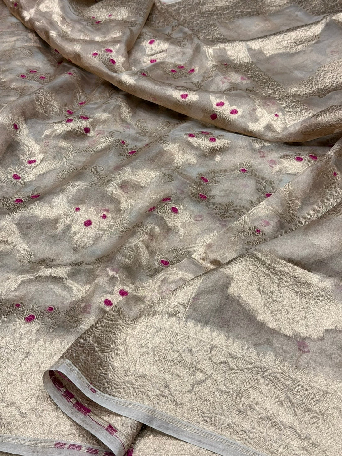 Champagne Gold Pure Banarasi Tissue Silk Saree