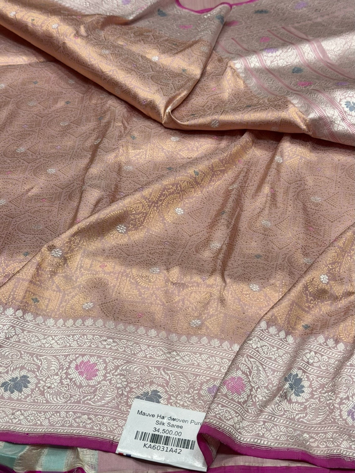 Mauve Handwoven Banarasi Pure Silk Brocade Saree