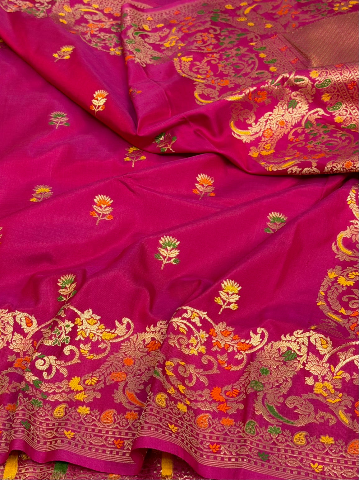 Rani Pink Banarasi Pure Ektara Silk Saree