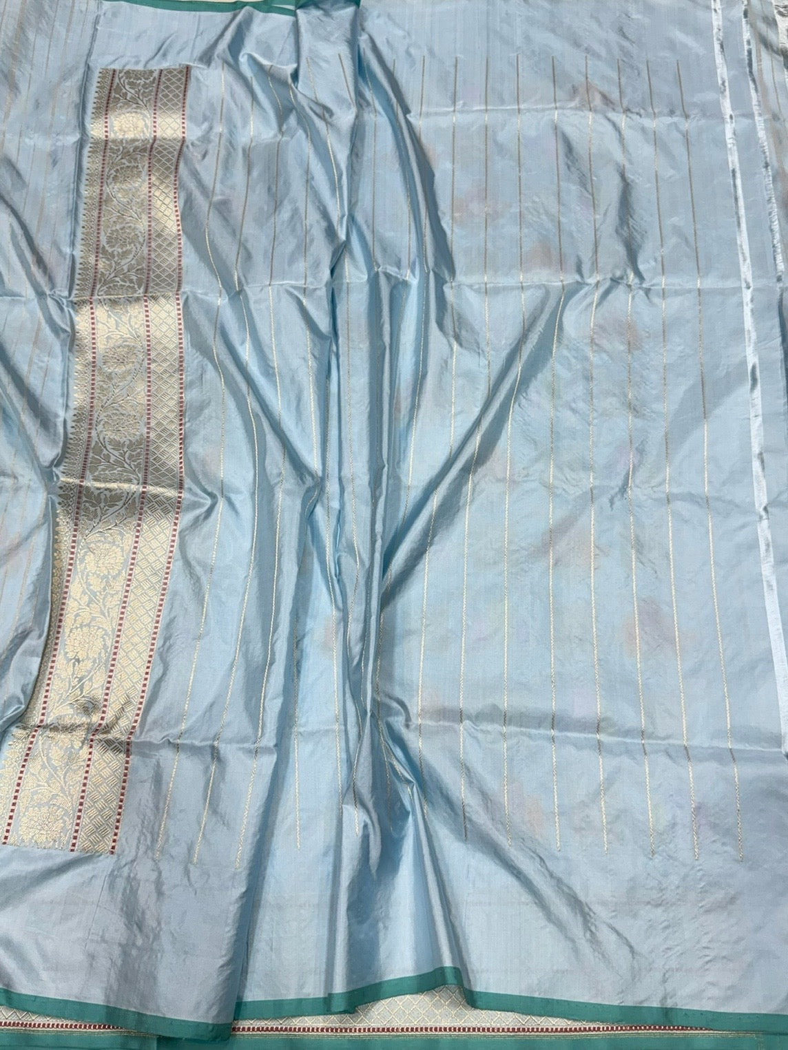 Sky Blue Handwoven Pure Banarasi Silk Saree