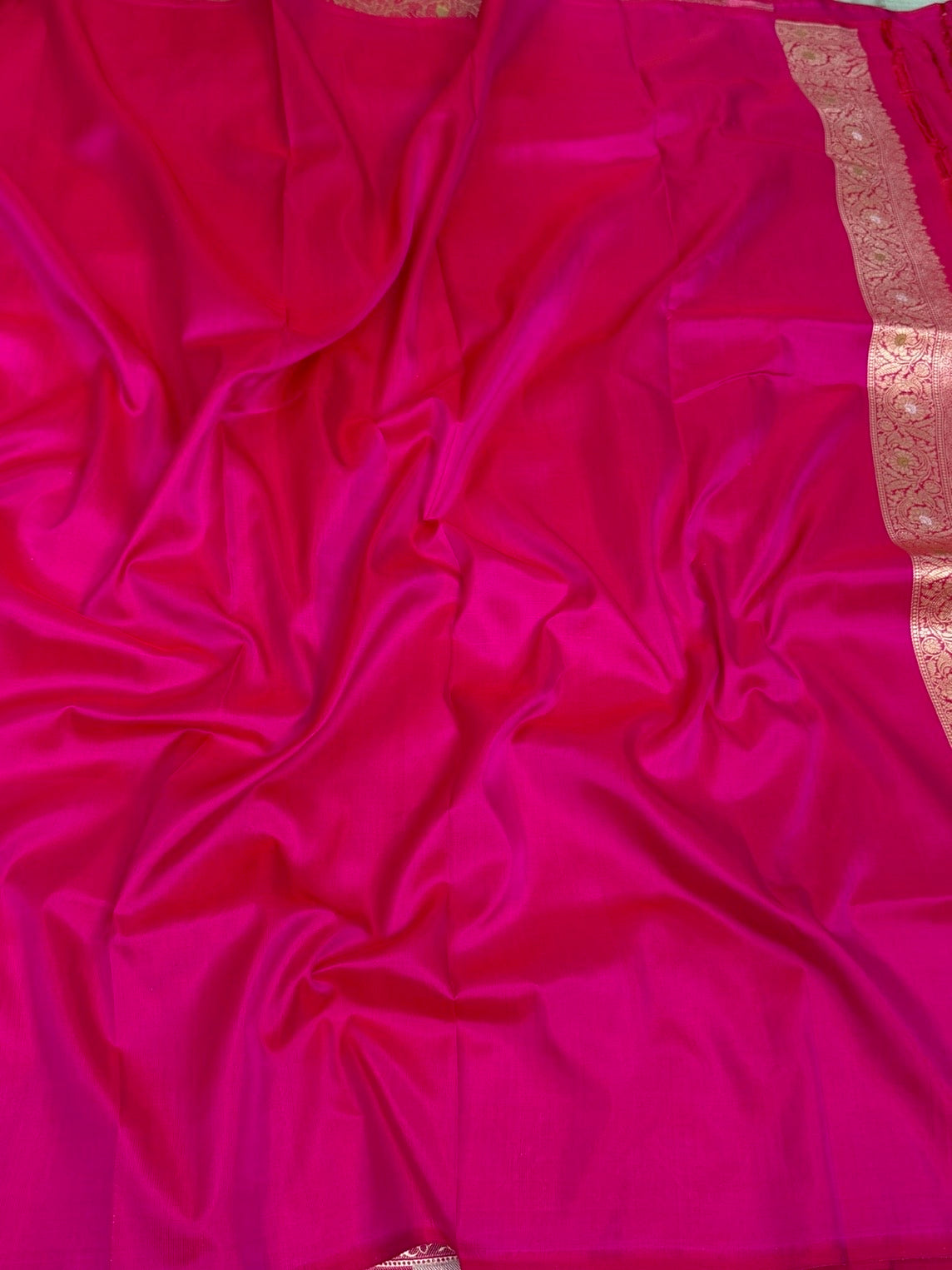 Rani pink Banarasi Pure Katan Silk Saree