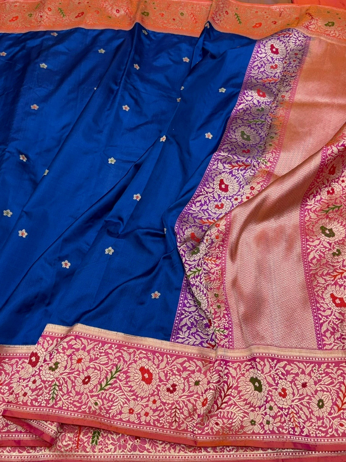 Royal Blue Handwoven Pure Banarasi Ektara Silk Saree