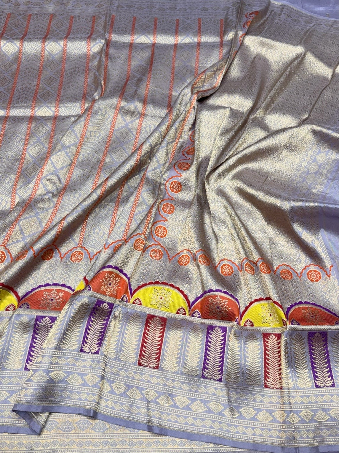 Lavender Handwoven Pure Banarasi Silk Kadwa Saree – 100% Pure Katan Mulberry Silk, Premium Brocade Weave