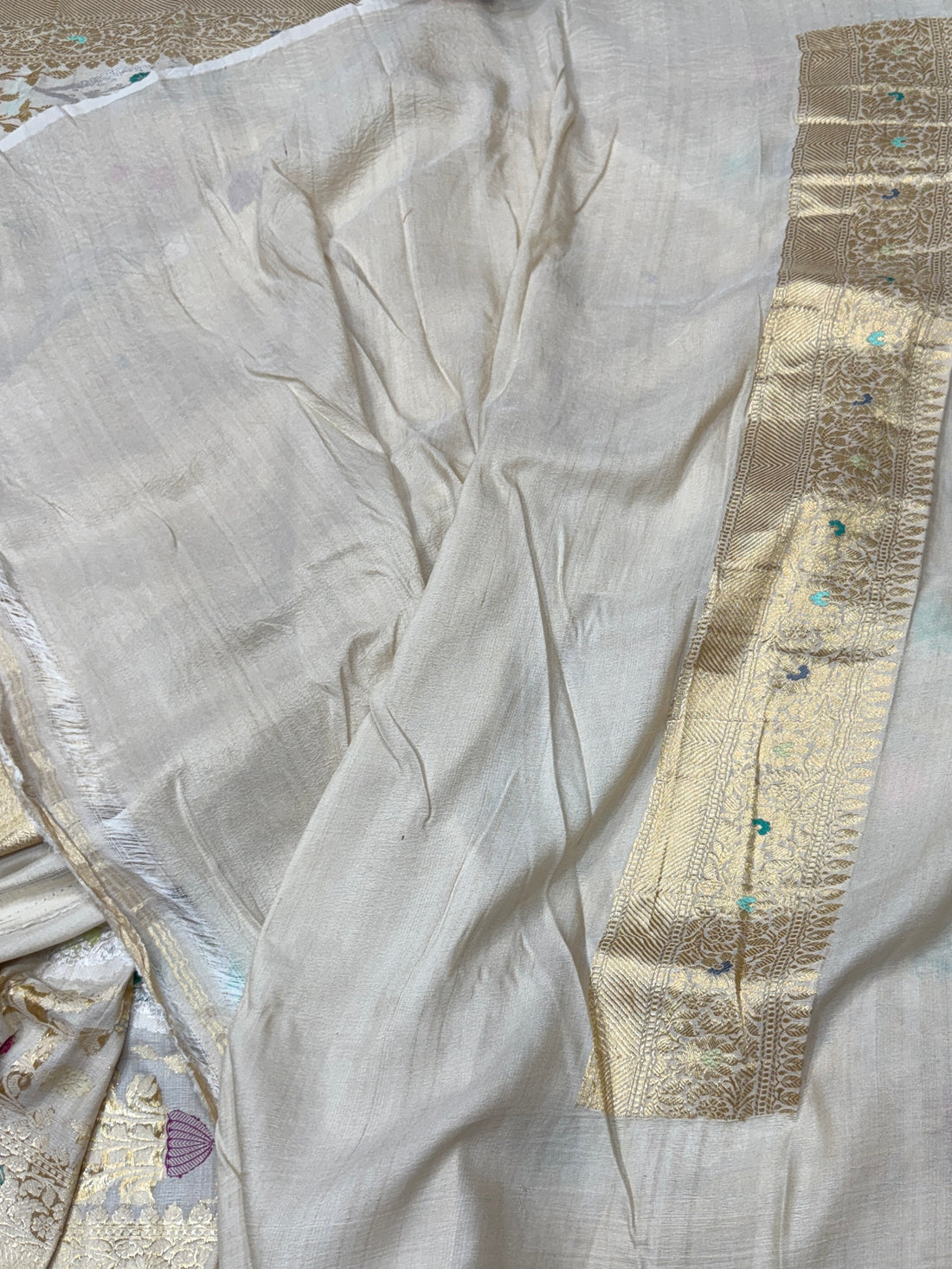 Dusty Lavender Handwoven Pure Tussar Georgette Saree